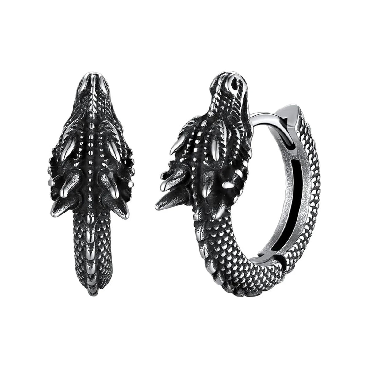 Retro Hip-hop Stainless Steel Gold Color Dragon Hoop Earrings Women's Men Punk Personality Cool Streetwear Jewelry Accessories