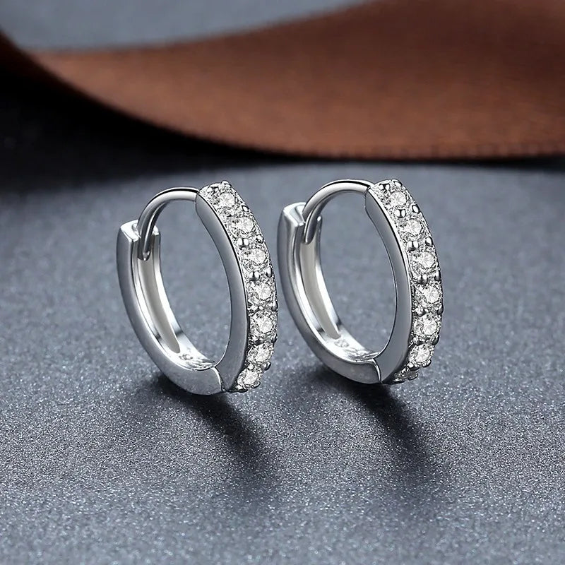 925 Sterling Silver Shining Zircon Earrings for Women Vintage Simple Round Circle Hoop Earrings Designer Party Jewelry...