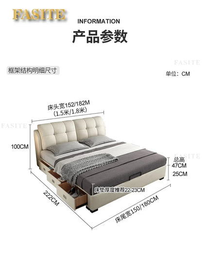 Premium High-quality New Arrival Technology Fabric Bed Small Unit, Master Bedroom, Large Bed, Light Luxury Nordic Fabric Bed
