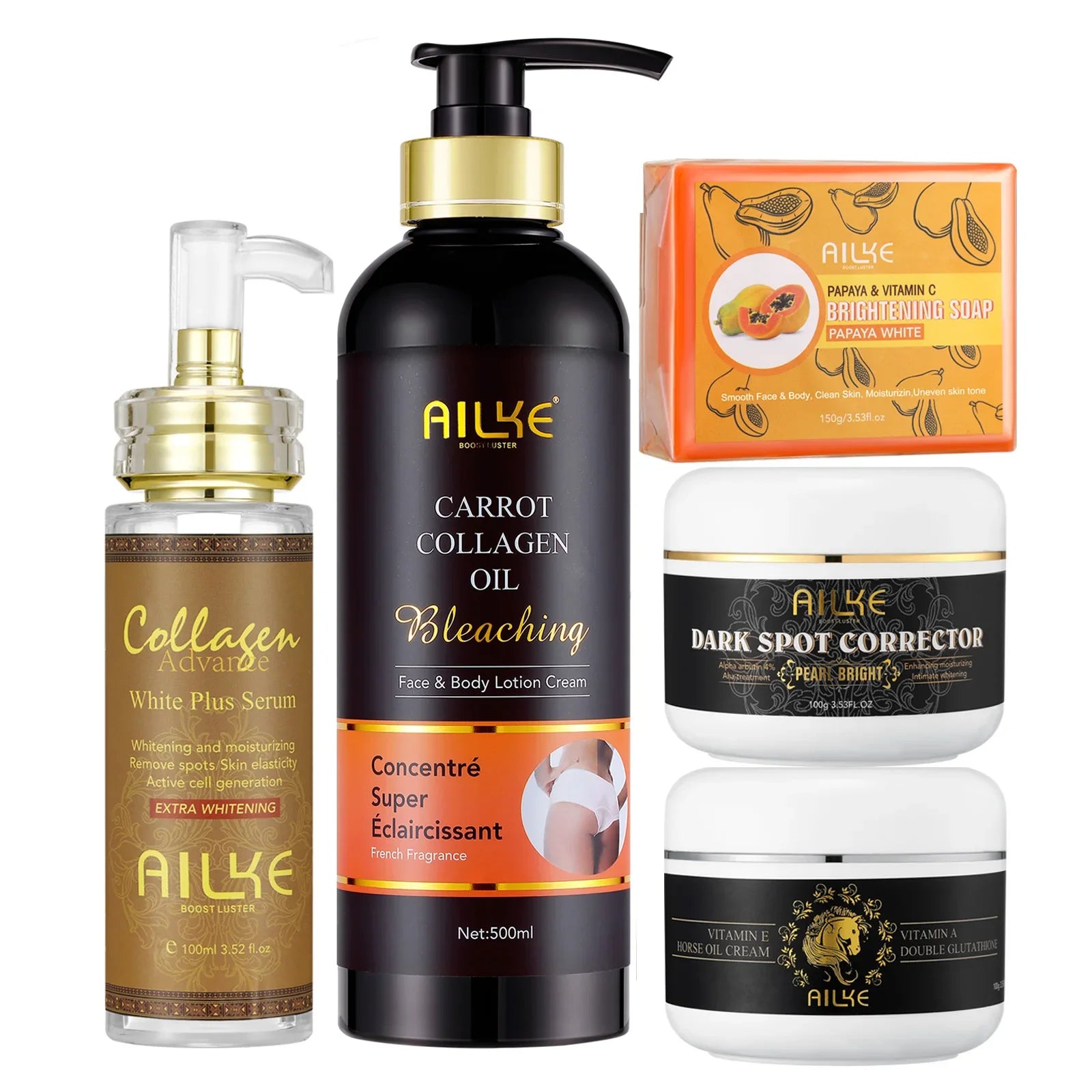 AILKE Collagen Women Skin Care Set, Moisturizing, Whitening, Youther, Remove Freckle, Dark and Black Spots, Skin Lightening Kit