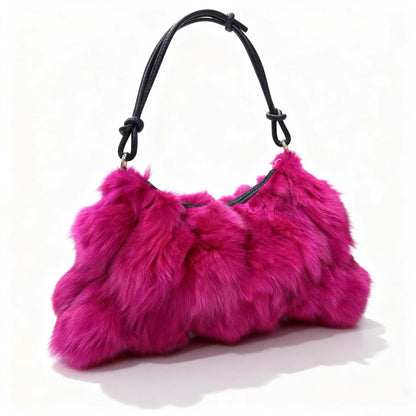 Winter Fox Fur Bag Women's  Bag Fashion  Handbag Ladies Bags Purses Women Shoulder Bag Real Silver Fox Fur Messenger Bags