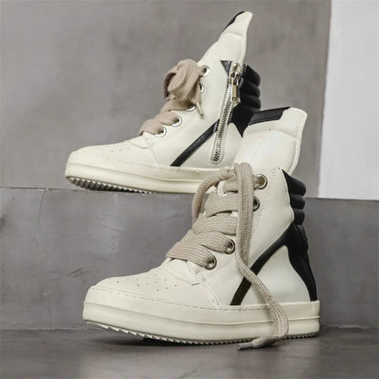 Men High Top Boots Autumn Winter Men's Shoes Street Trend Retro Motorcycle Boots Versatile Sports Casual Board Shoes
