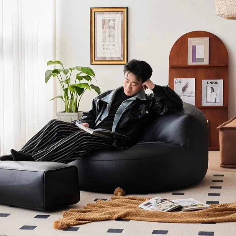 Lazy Sofas Living Room Single Sofa Modern Design Sofa for 1 Person Can Lie Down Beanbag Tatami Thickened Leather Home...