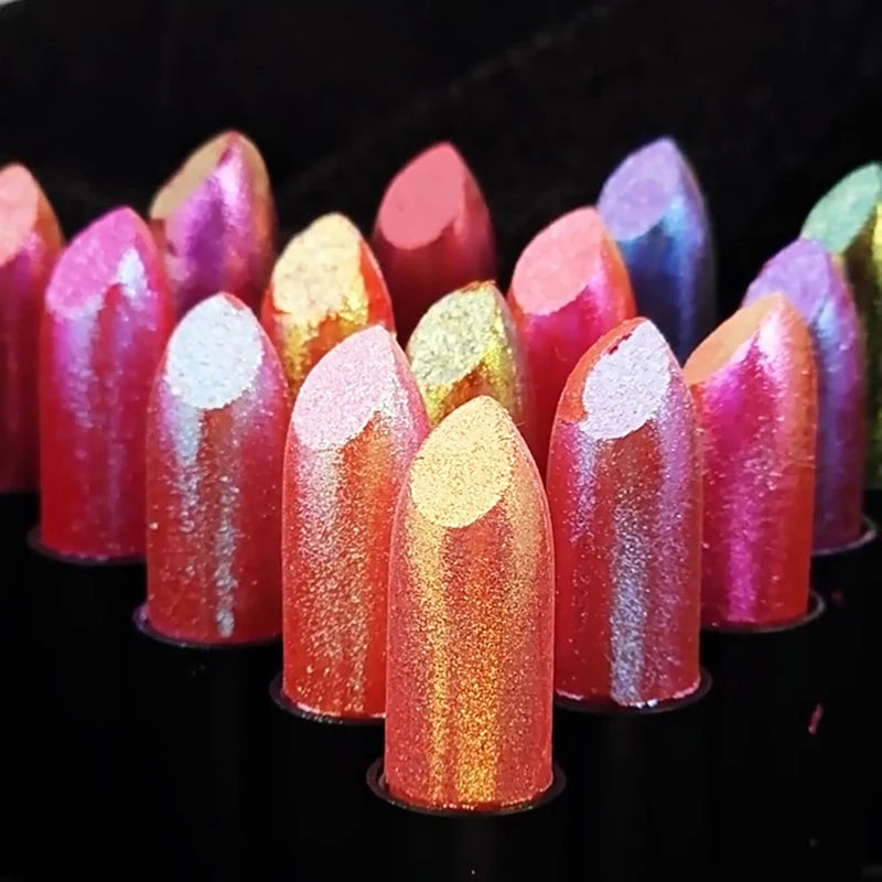 Metallic Pearlescent Pink Glitter Velvet Lipstick Waterproof Long Lasting Matte Shimmer Diamond Lipstick Women Makeup Cosmetics