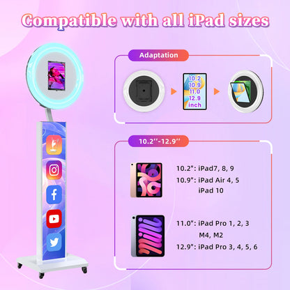 Ipad Photo Booth Machine with Flight Case, Logo Adjustment, Support Software and Remote Control, Suitable for Parties,...