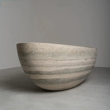 Customizable Freestanding Marble Bathtub Natural Stone Tub, Luxury Soaking Tub for Villa/Hotel, 180cm Carrara Royal Cream Bath