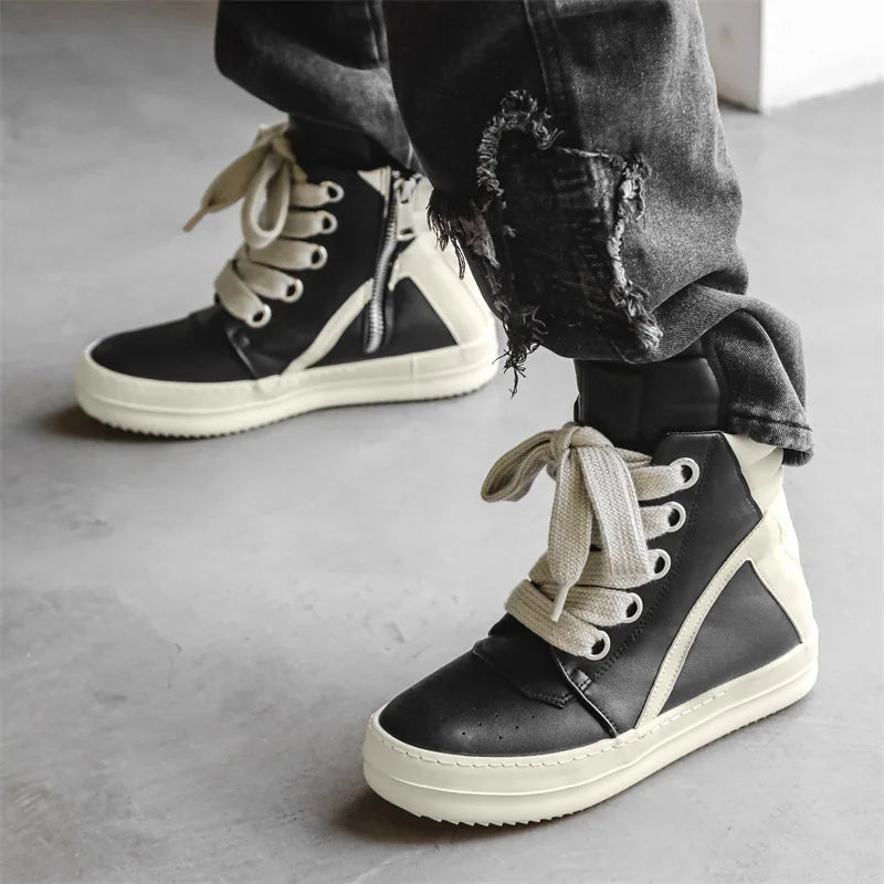Men High Top Boots Autumn Winter Men's Shoes Street Trend Retro Motorcycle Boots Versatile Sports Casual Board Shoes