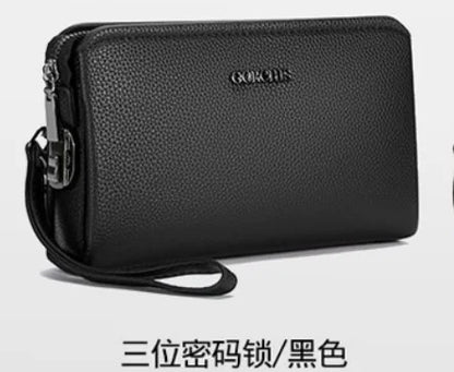 Leather Wallet FL-V1 Men Business Clutch Bag Smart Fingerprint lock Security Anti Theft Handbag Black Safety Men Wallet...