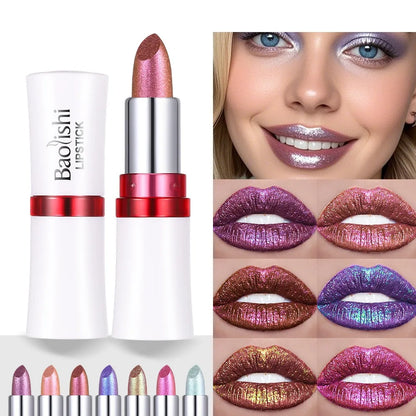 Radiation Metallic Blue Purple Chameleon Lipstick Glitter Diamond Color-Changing Green Lip Gloss Pearl Shine Charming...