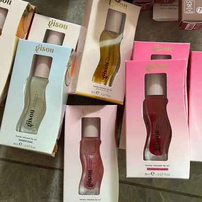 2025 New Gisou Honey Watermelon Strawberry Essence Lip Oil Lipstick Moisturizing Reduce Lip Lines Liquid Gloss Makeup Lips Care