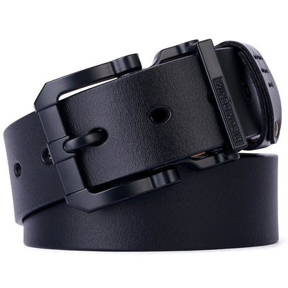 BISON DENIM Belts for Men Pin Buckle Cowhide Belt with High Quality Vintage Strap Casual All-Match Outfits Men's Jeans Belt - Kimlud