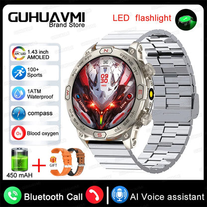 For Huawei Xiaomi Outdoor Sport GPS Smart Watch Men 1.43'' 466*466 HD AMOLED Screen IP68 Waterproof Bluetooth Call Smart Watches