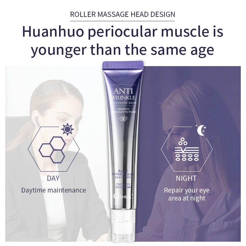 O'CHEAL Anti Wrinkle Anti Dark Circle Eye Cream Roller Massager Moisturizing Eye Bags Anti Aging Hyaluronic Acid Eye...