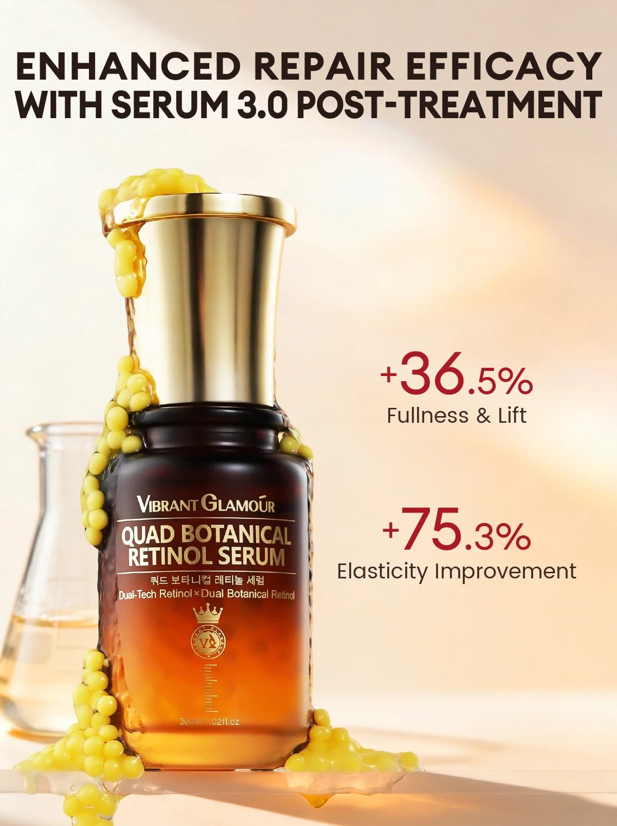 VIBRANT GLAMOUR Quadruple Plant Retinol 3.0 Serum And Cream Set Night Anti-Wrinkle Firming Korean Skincare Products |...
