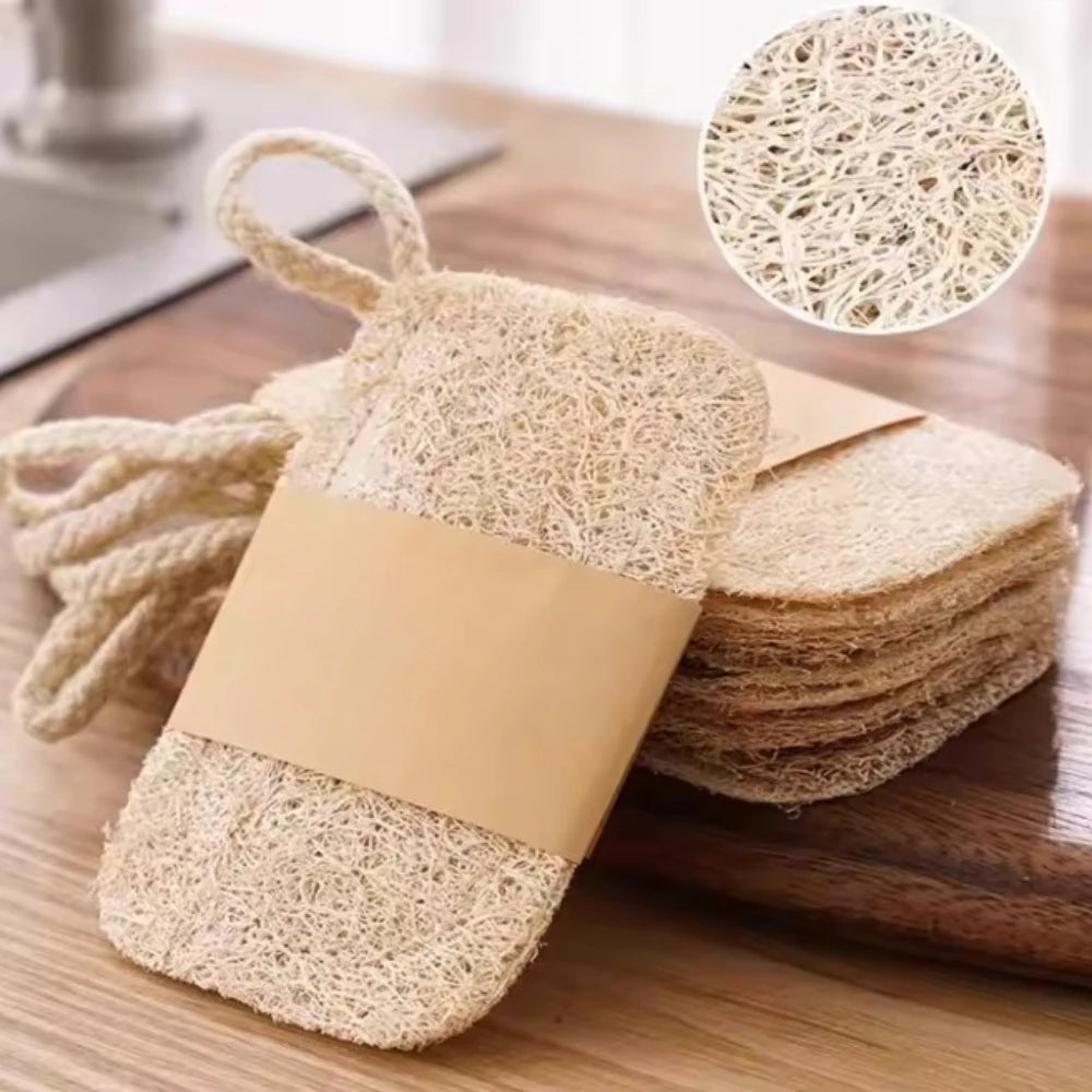 Natural Luffa DishTowel Washing Cloth Sponge Loofah Scrub Pad Dish Pot Oil Stain Removing Scrubber Kitchen Clean Brushes...
