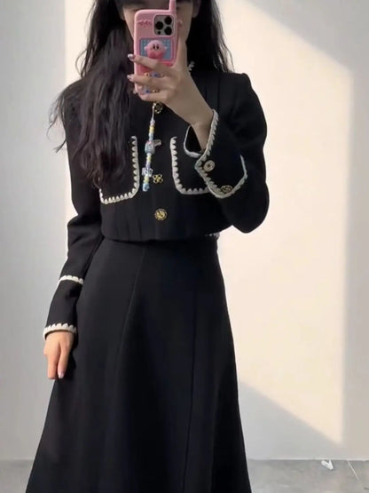 Autumn The Latest Elegant Coat Skirt Two-piece Set Mainland China Conjunto Femenino Roupa Elegante 2 Piece Blazer and Skirt