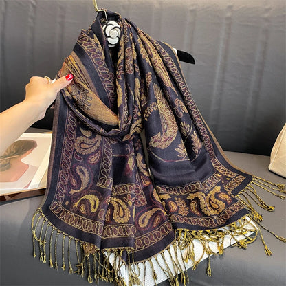 Luxury Brand Autumn Cashmere Pashmina Shawl Lady Wrap Warm Winter Scarves Design Print Female Foulard Cotton Stoles...