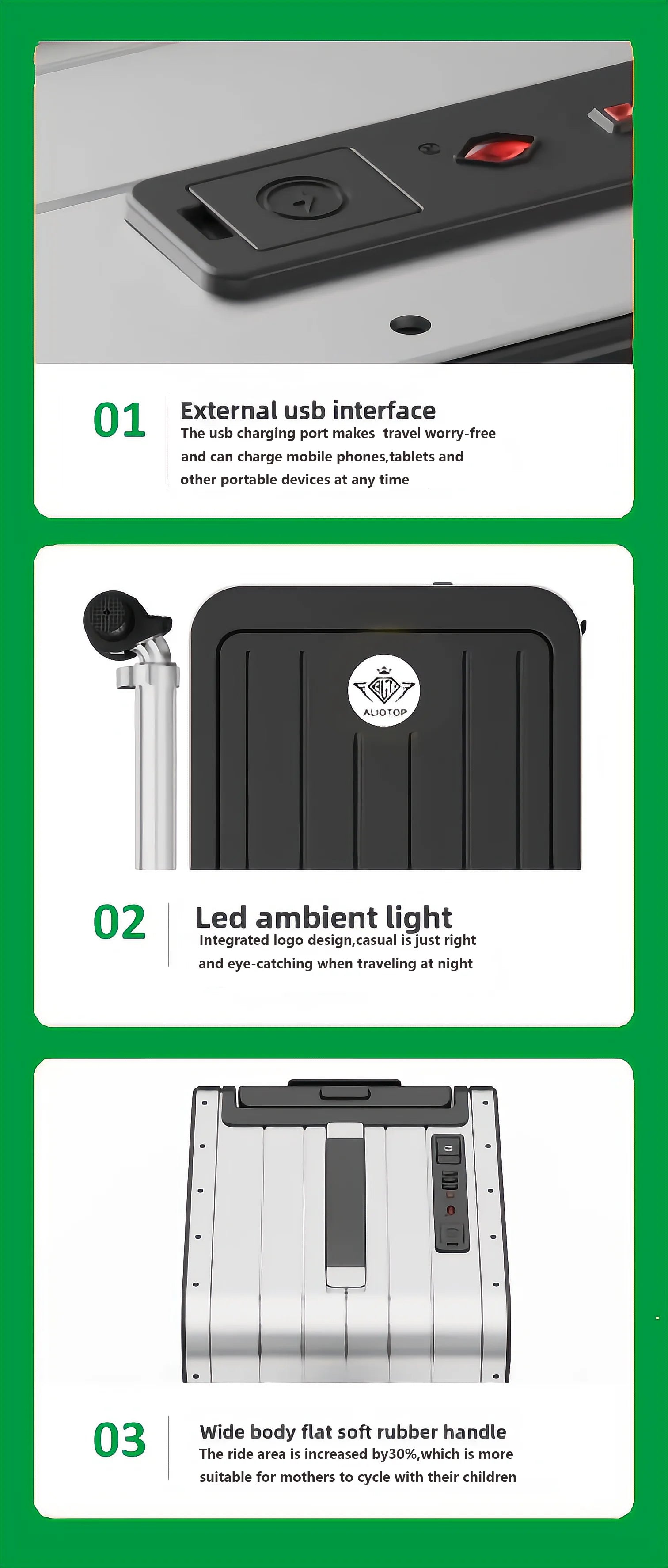 2025Aliotop High Quality Modern Smart Portable Manned Electric Riding Luggage Anti-Theft Waterproof Expandable Foldable...
