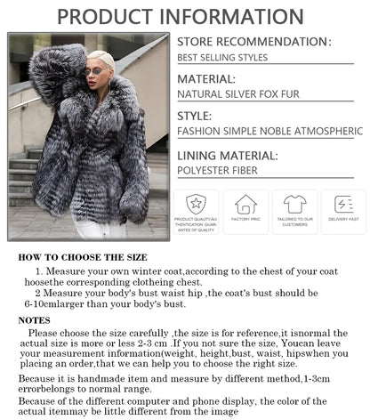 Genuine Fox Fur Jackets Silver Fox Fur Coats Womens New Arrivals High Quality Fox Fur Coats With Lapel