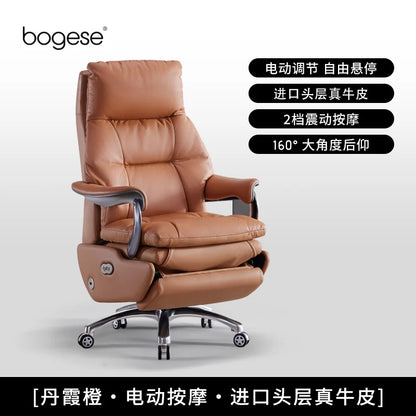 Electric Leather Boss Chair Modern Design Comfortable Ergonomic Trendy Chair Swivel Arm Footrest Salon Silla Oficina...