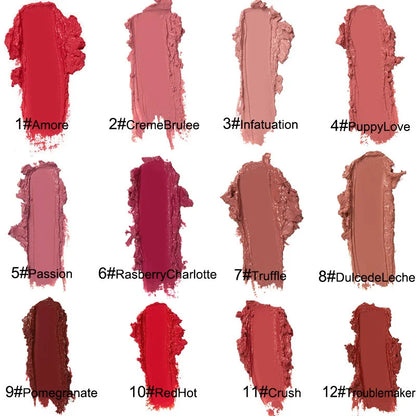 12 Colors Sexy Women Lipstick Waterproof Long Lasting Moist Lip Gloss Vivid Colorful Lipgloss Women Makeup maquiagem - Kimlud