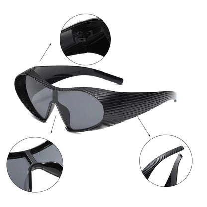New Alien Uv Resistant Sunglasses, Punk Goggles, Futuristic Y2k Large Frame Integrated Sunglasses 7751 | Kimlud Outdoor...