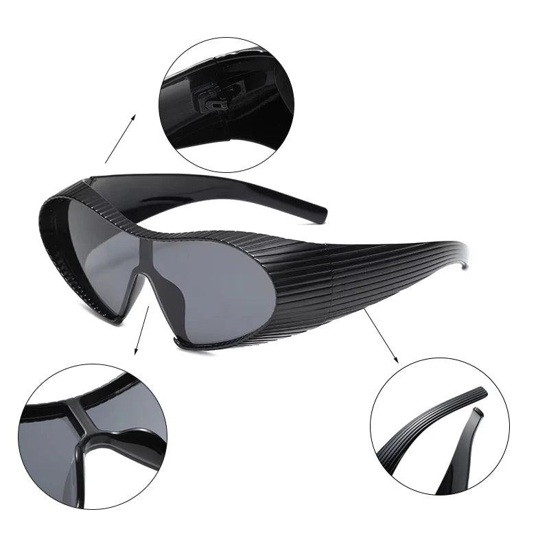 New Alien Uv Resistant Sunglasses, Punk Goggles, Futuristic Y2k Large Frame Integrated Sunglasses 7751 | Kimlud Outdoor...