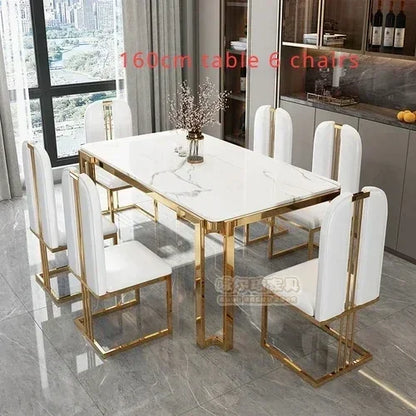 Flexible Luxury Table Chairs Modern Leg Metal Design Rectangular Dining Table Space Saving Funky Table A Manger Unique Furniture