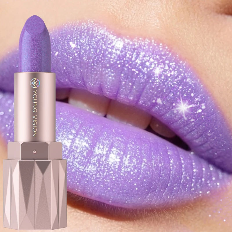 6 Colors Pearlescent Metallic Glitter Velvet Lipstick Waterproof Lasting Gold Reddish Brown Matte Shimmer Lip Tint Korean Makeup