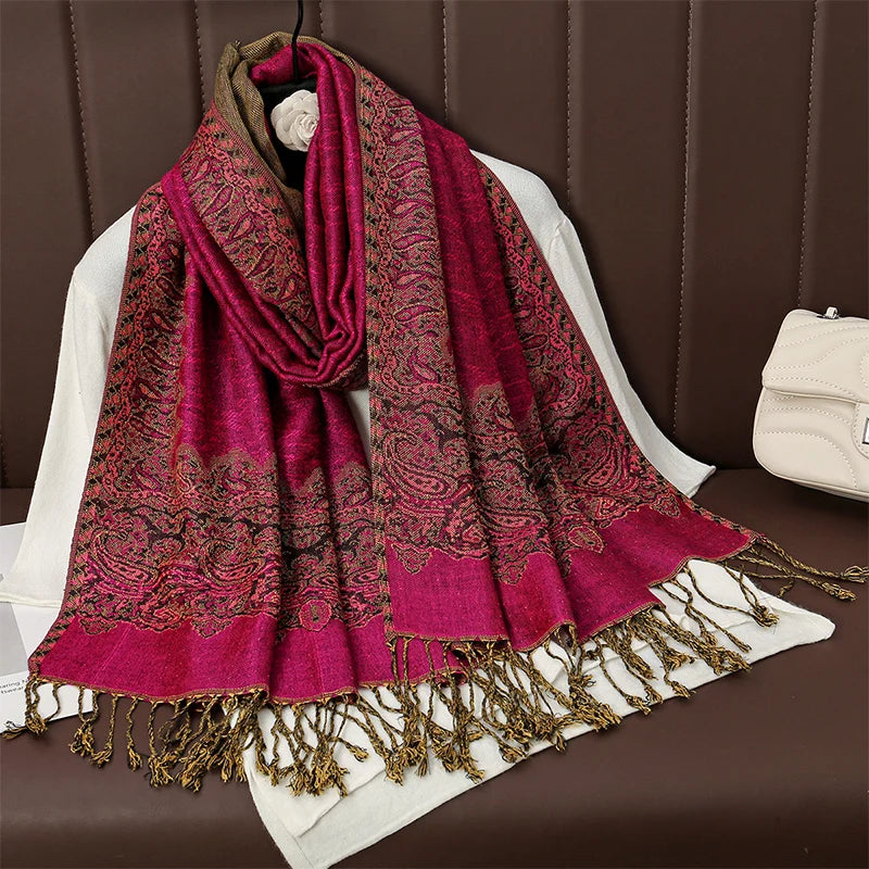 Luxury Brand Autumn Cashmere Pashmina Shawl Lady Wrap Warm Winter Scarves Design Print Female Foulard Cotton Stoles...