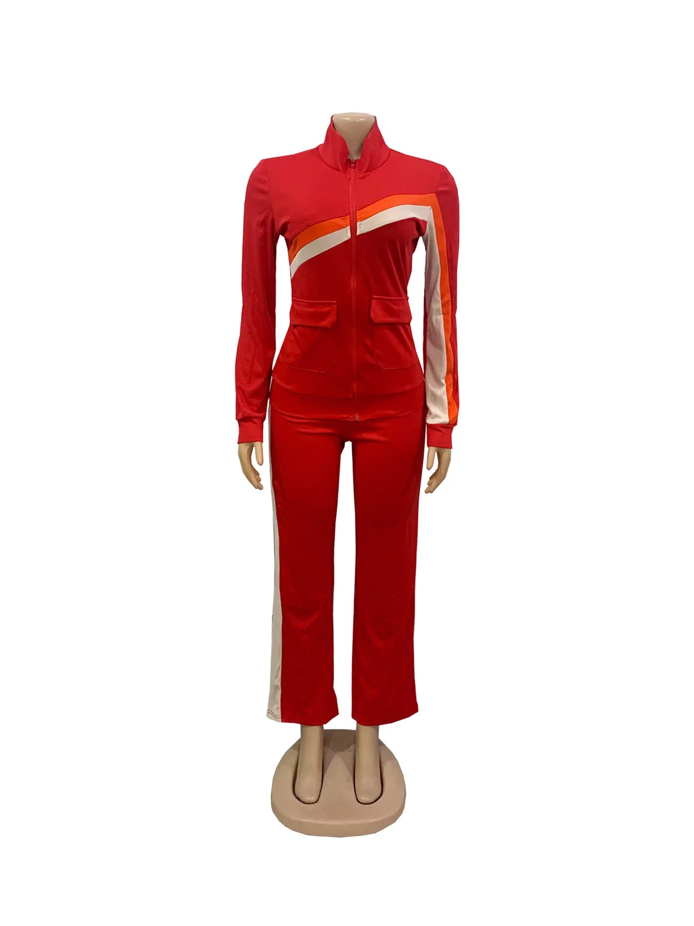 TW521 Women's Sports Casual Fashion Two-piece Striped Splicing Set | Kimlud Mid Range Pants