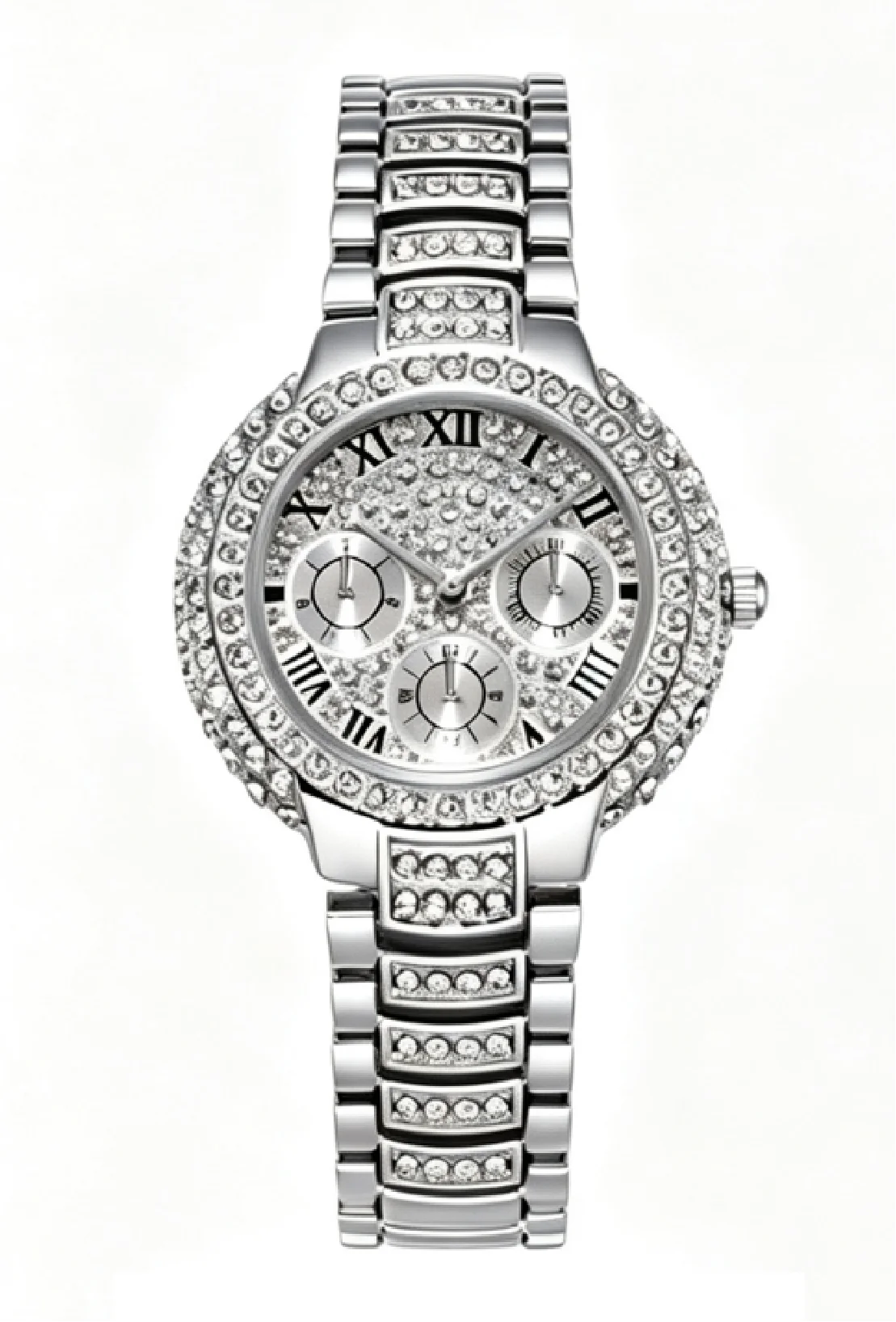 Full Diamond Quartz Watch For Women Luxury Fashion Silver Iced Out Quartz Wristwatch Gift MK Parker Style Chronograph Full Pave