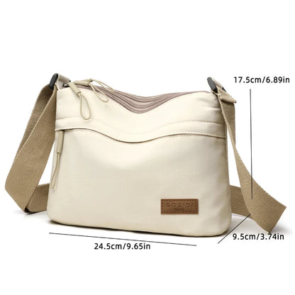 3 Main Pockets High Capacity Shoulder Crossbody Bag for Women Multi-pocket Purse Canvas Handbag Suitable for Mothers...