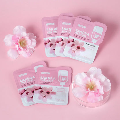 10/12 PCS Sakura Mud Face Mask Set Deep Cleansing Pore Shrinking Oil Control Blackhead Removal Moisturizing Skin Care |...