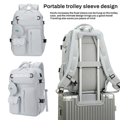 Fashionable large capacity multi pocket multifunctional outdoor travel backpack, handbag hiking bag suit