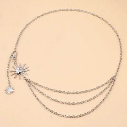 Punk Hip Hop Style Thin Waist Chain Sun Moon Star Women Chain Belt Vintage Fashion Metal Alloy Waistband Clothing...