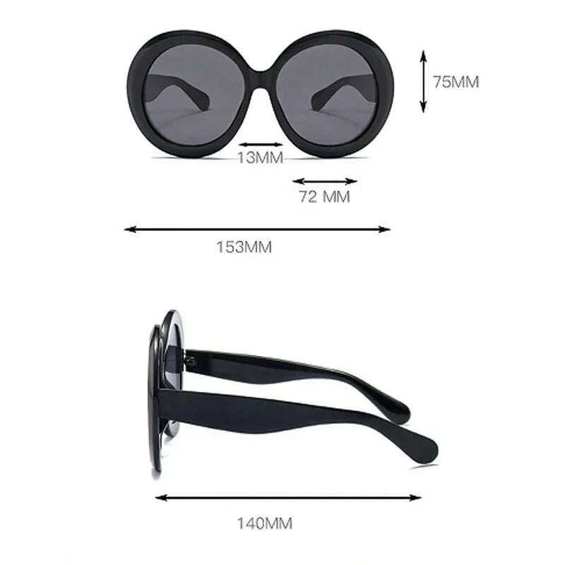 Retro Big Round Frame Sunglasses Lady Oversized Fashionable Street View Sunglasses Beach Resort Sunglasses