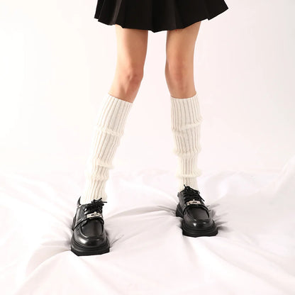 Women Halloween 80s Neon Colored Knit Leg Warmers Ribbed Bright Footless Socks Punk Black Knee High Gothic Hip-hop Rock Sock