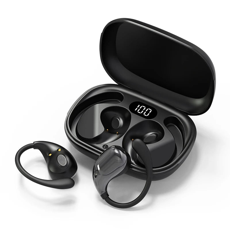 Bluetooth 5.4 Ear Hook Headphones TWS Wireless Earphones HiFi Stereo Waterproof Headsets LED Display Long Standby Touch Earbuds - Kimlud