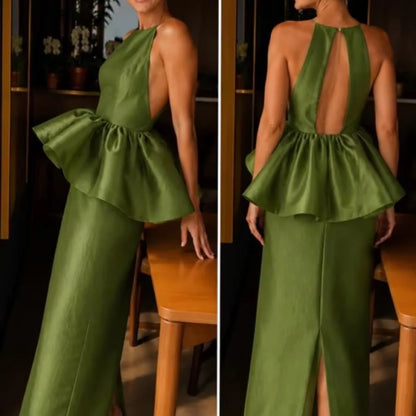 Summer Fashion Custom Made Evening Gown Vibrant Strapless Backless Sleeveless Cocktail Dress Simple Elegant Charming Dress