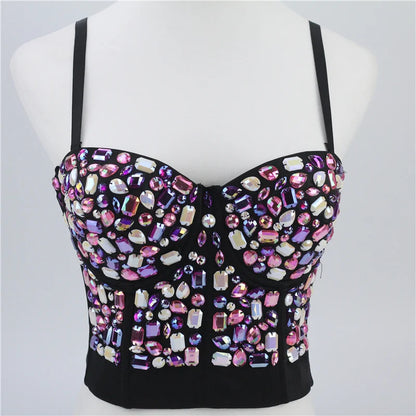 Quality Pearl Tank Tops Rhinestone Women Crop Top Club Clothes Streetwear Y2K Corset Woman Shaper Camis Fashion Feamale Clothing