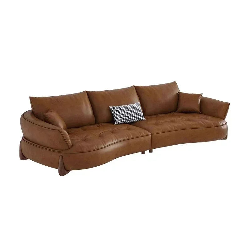 Wood Brown European Sofas Waterproof Armrest Luxury Floor Lounges Couch Puffs Nordic Designer Divani 2 Posti Unique Furniture - Kimlud