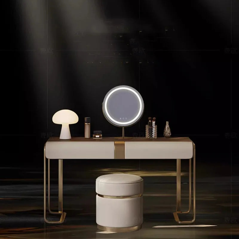 Bedroom Led Light Dressing Table Mirror Luxury Drawer European Dressing Table Girls Makeup Tocador De Maquillaje...