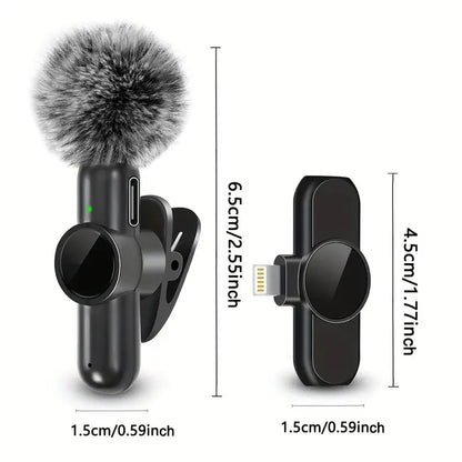 Wireless Lavalier Microphone With Windproof Cover Audio Video Recording Mini Mic For iPhone Android Mobile Phone Microphone - Kimlud