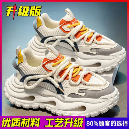Men's Spring Retro Rascal Handsome Fashion Casual Versatile Height Increasing Thick Bottom Outdoor Sports Running Shoes