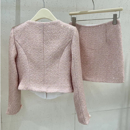 2024 autumn NEW Two Piece Set For Women Jacket Coat + short Skirt 2 piece sets women outfit conjuntos femininos elegantes