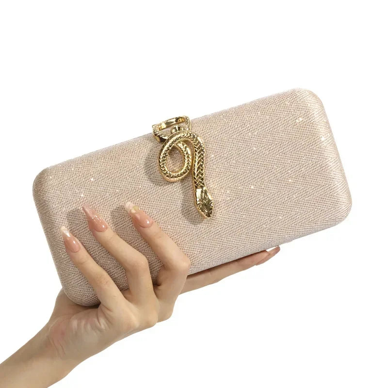Classic Snake Buckle Evening Purse Women's Sparkling Clutch Bag Annual/wedding Party Handbag Elegant Square Box Bag...