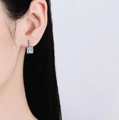 Silver Color Square Zircon Earrings for Women Girl Simple Korean Fashion 925 Silver Needle Ear Buckles Earring Trendy Jewelry