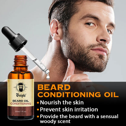 GOIPLE Beard Growth Care Kit Moustache Shampoo Conditioning Oil Deep Clean Wash Moisturizing Whiskers Balm Smoothing...