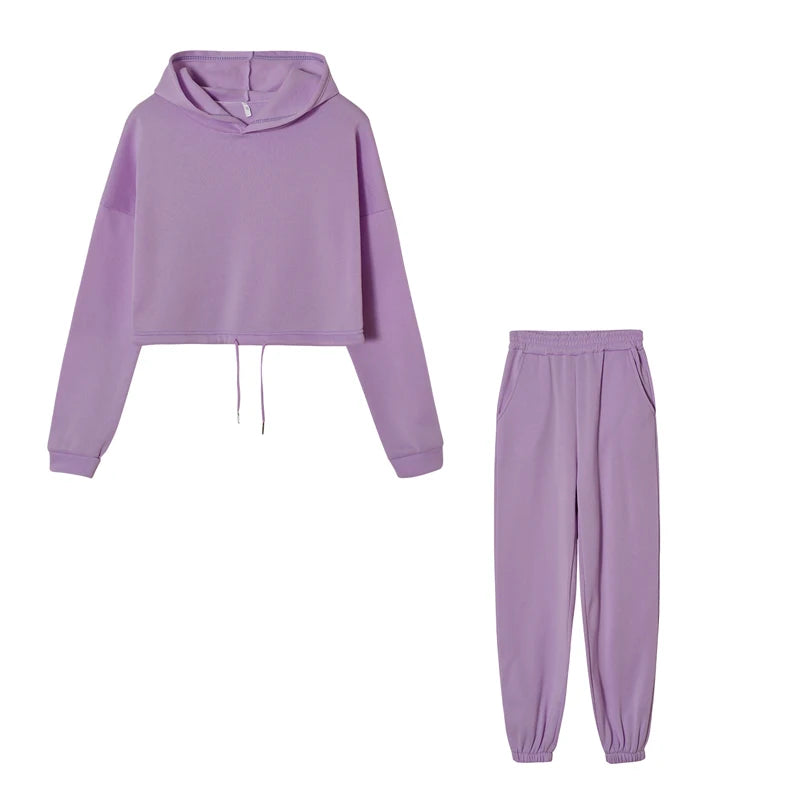 Fashion Trend Women's Wear, Long-sleeved Sports Casual Suit Waist Two-piece Set - Kimlud